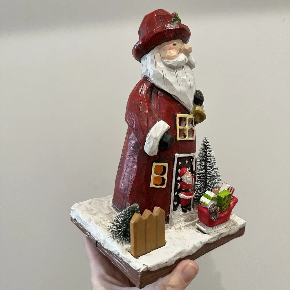 VTG Light Up Resin Santa House Decor Christmas‎ 8.5